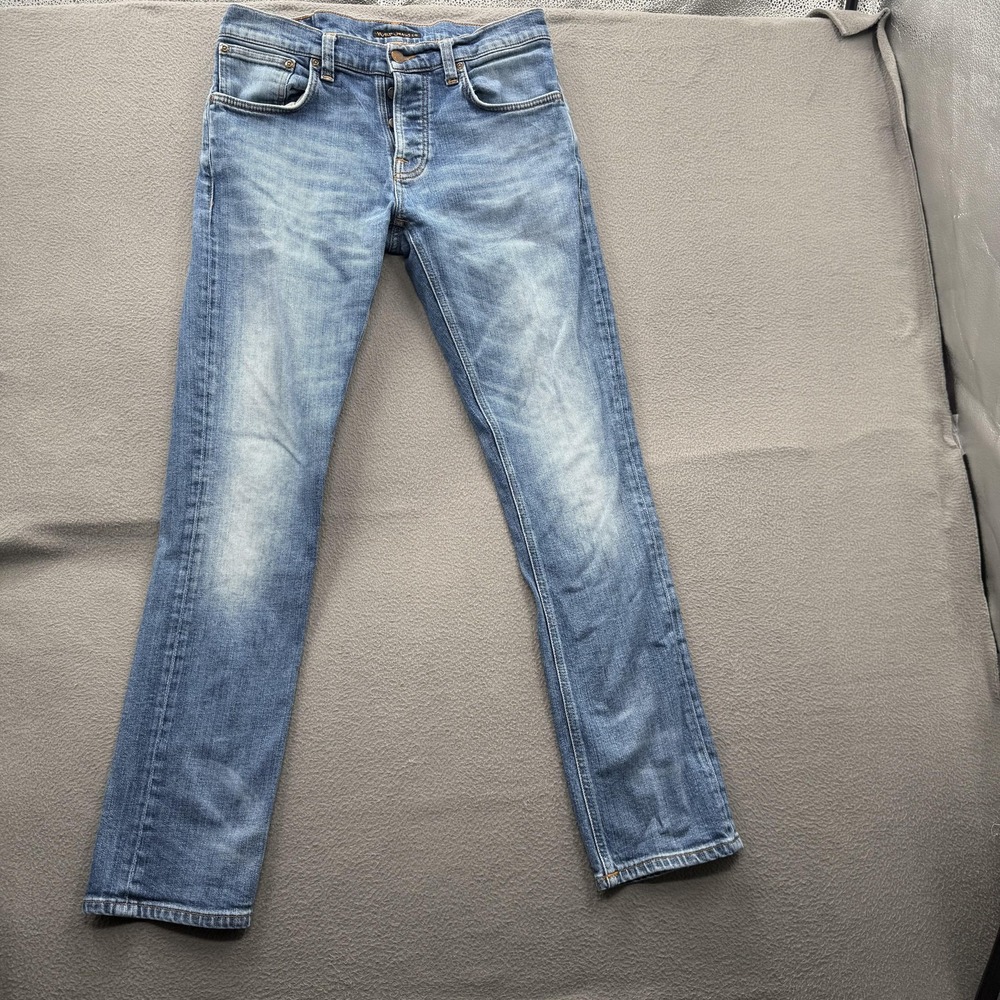 Nudie Jeans Co Grim Tim Jeans Mens 32x32 (Fits 31/31) Blue Flat Vintage Slim.